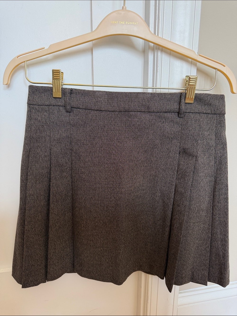 Brown Pleated A-Line Mini Skirt